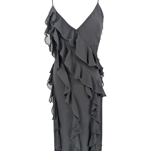 NBD Revolve Nehna Sheer Cascading Ruffle Slip Maxi Gown XS Gothic Fairy Glam - Picture 10 of 15